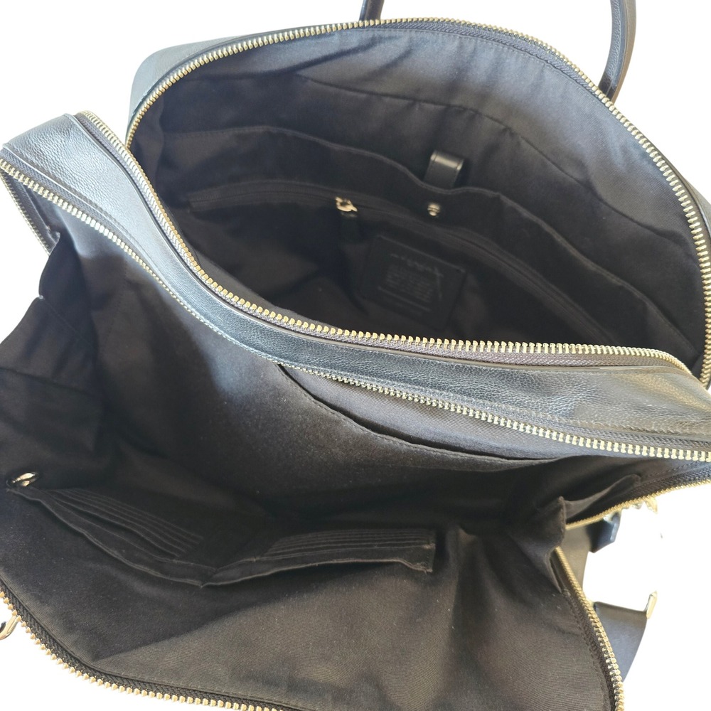 Coach Hamilton Briefcase Black Pebbled Leather Laptop Bag F72985 - Picture 12 of 13